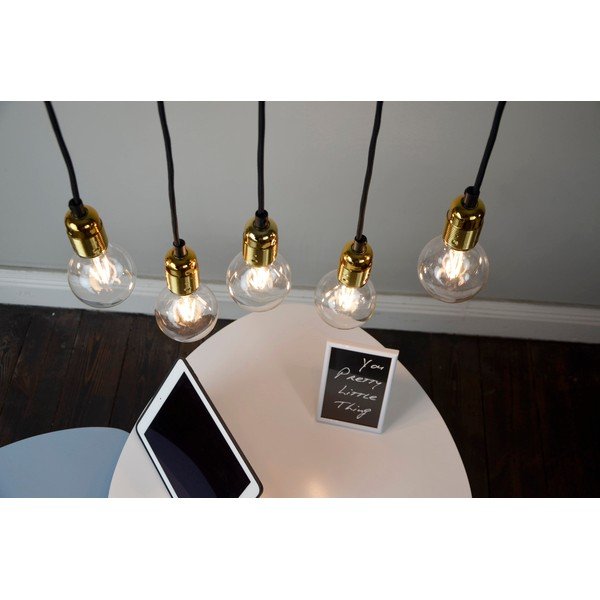 Lampa wisząca z 5 czarnymi kablami i oprawą żarówki w kolorze złota Sotto Luce Uno-image-2