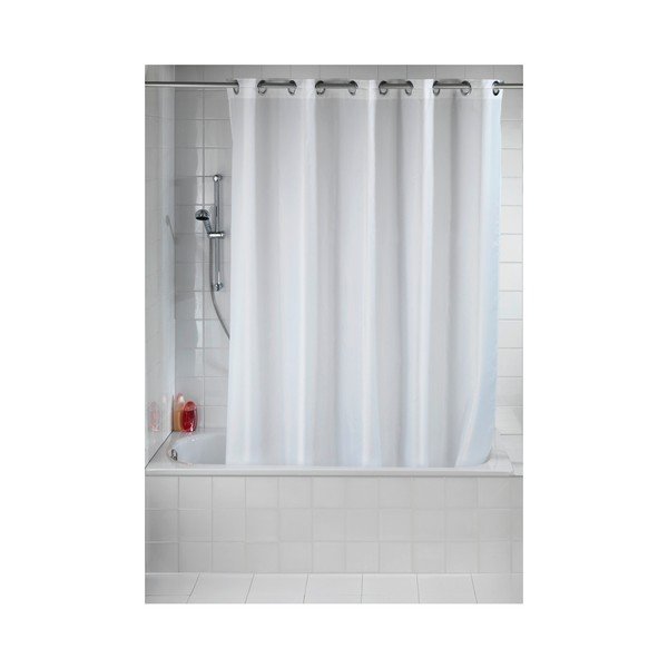 Biała zasłona prysznicowa z warstwą przeciw pleśni Wenko Comfort Flex, 180x200 cm-image-1