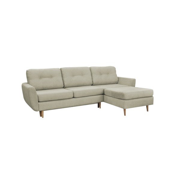 Kremowy narożnik rozkładany prawostronny z jasnymi nogami Mazzini Sofas Tulipe-image-1
