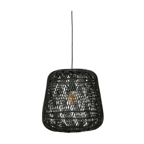 Czarna lampa wisząca z bambusu WOOOD Moza, ø 36 cm