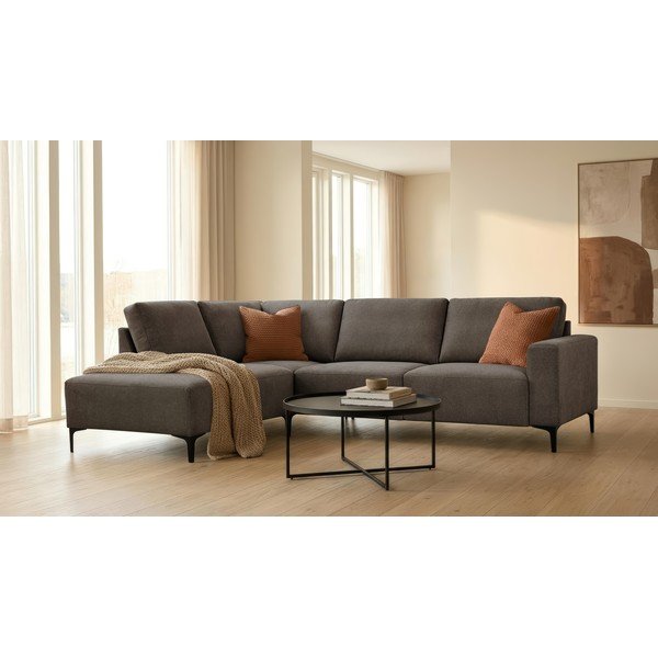 Antracytowy narożnik z tkaniny szenilowej (lewostronny/w kształcie litery L) Fabian – Scandic-image-1