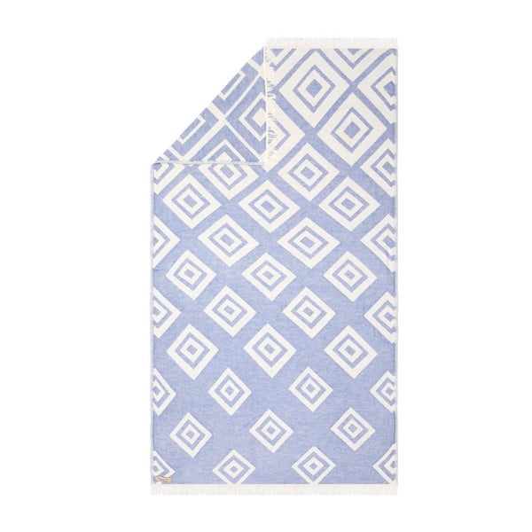 Niebieski ręcznik hamman Begonville Premium Florence, 175x90 cm