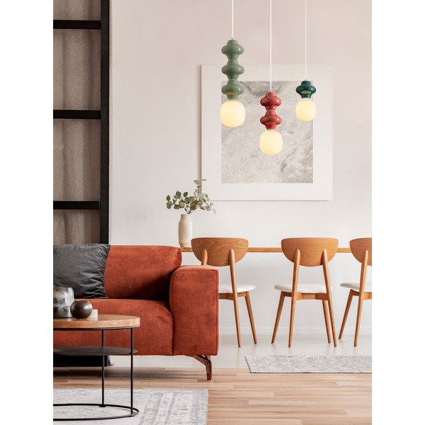 Biała/jasnozielona lampa wisząca ceramiczna ze szklanym kloszem ø 18 cm Clio – Nova Luce-image-2