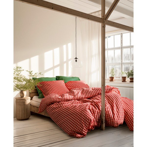 Czerwono-żółta pościel dwuosobowa z kory 200x220 cm Bæk&Bølge – JUNA-image-1
