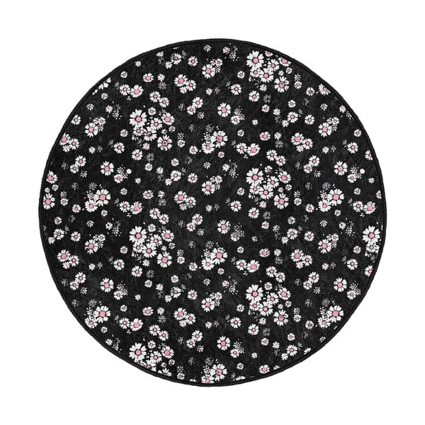 Czarny okrągły dywan odpowiedni do prania i robotów sprzątających ø 100 cm Comfort – Mila Home
