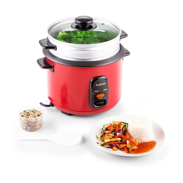 Czerwony ryżowar z wkładką do gotowania na parze Klarstein Osaka, 1 l-image-4