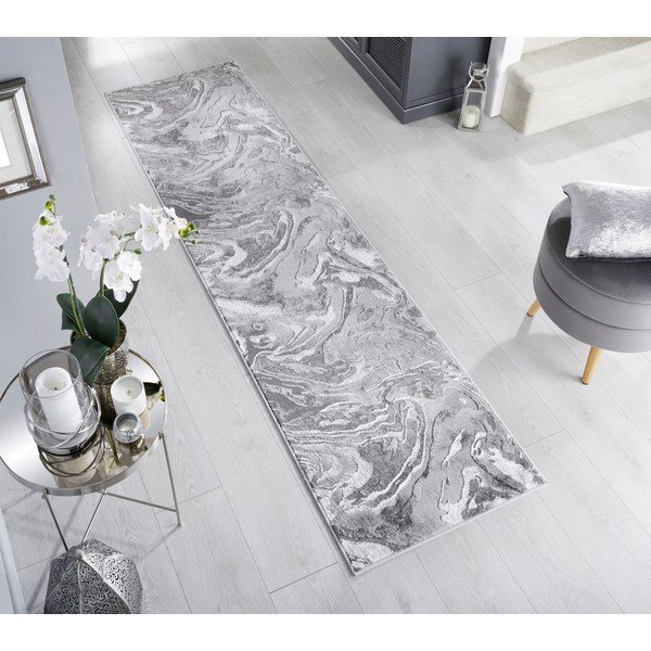 Chodnik w szaro-srebrnym kolorze 60x230 cm Marbled – Flair Rugs-image-1