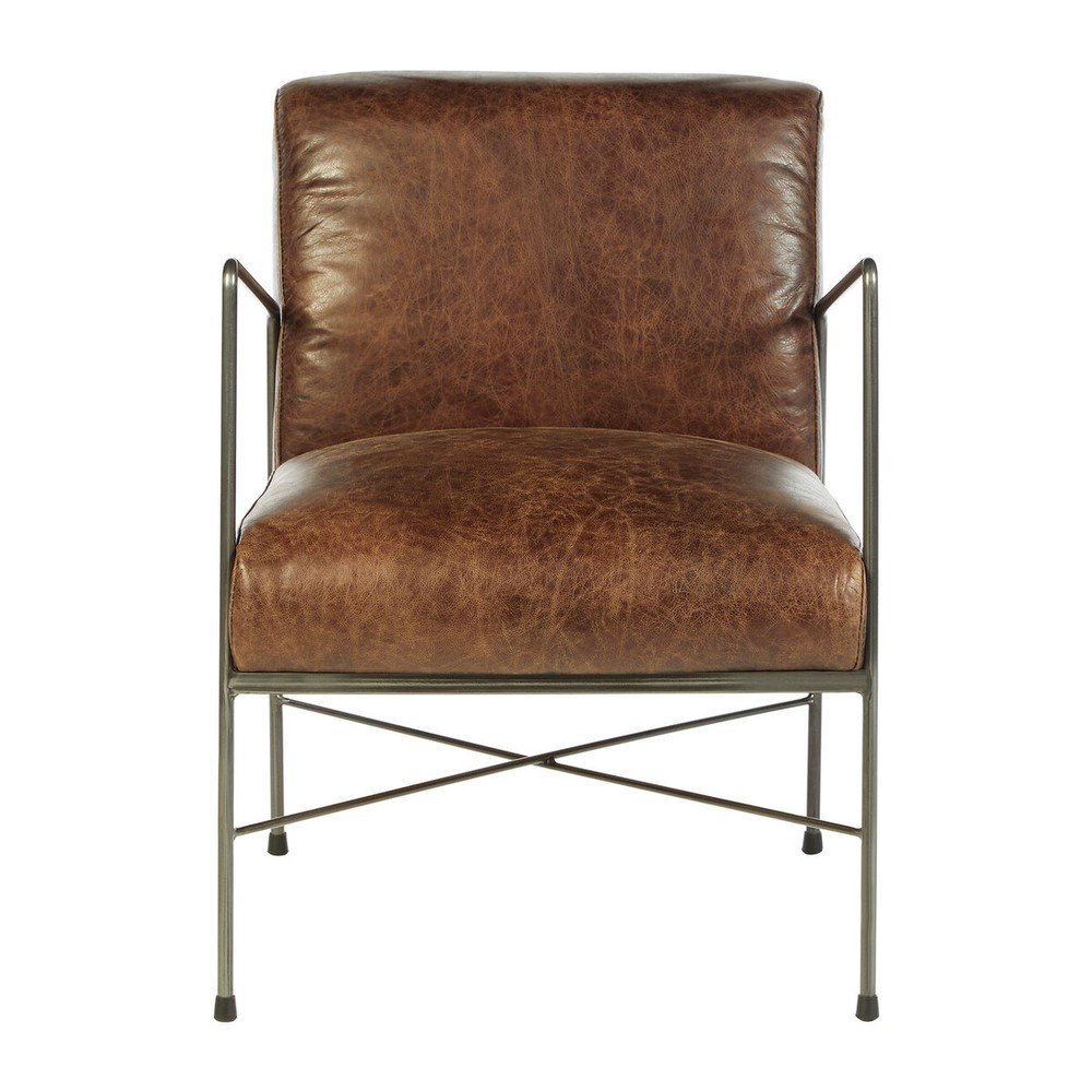 Brązowy skórzany fotel Hoxton – Premier Housewares (zdjęcie 3)