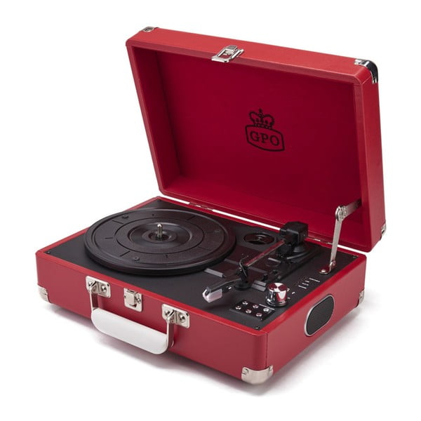 Czerwony gramofon z radiem GPO Attache Red