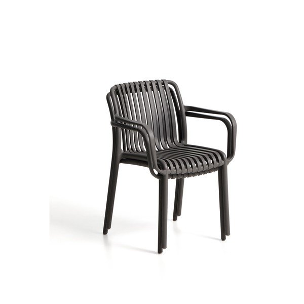 Ciemnoszare plastikowe krzesło ogrodowe Isabellini – Kave Home-image-3