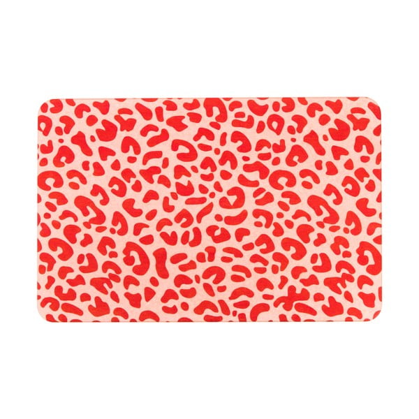 Czerwono-jasnoróżowy dywanik łazienkowy 39x60 cm Leopard – Artsy Doormats