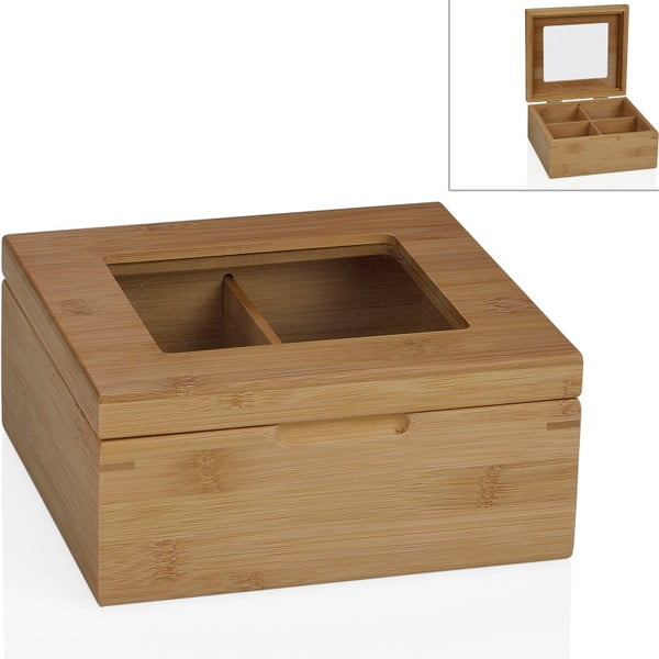 Drewniane pudełko na herbatę Andrea House Bamboo Tea, 20x18 cm