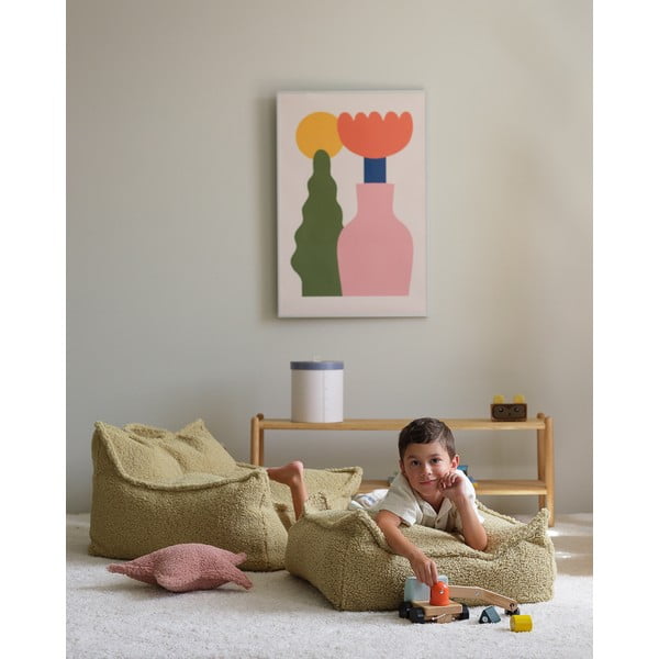 Zielony dziecięcy worek do siedzenia z materiału bouclé Square – Wigiwama-image-1