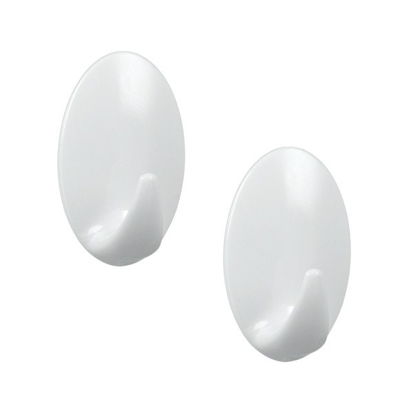 Zestaw 2 białych plastikowych samoprzylepnych haczyków Metaltex Greg-image-1