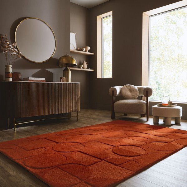 Wełniany dywan tkany ręcznie w kolorze terakoty 200x290 cm Gigi – Flair Rugs-image-1