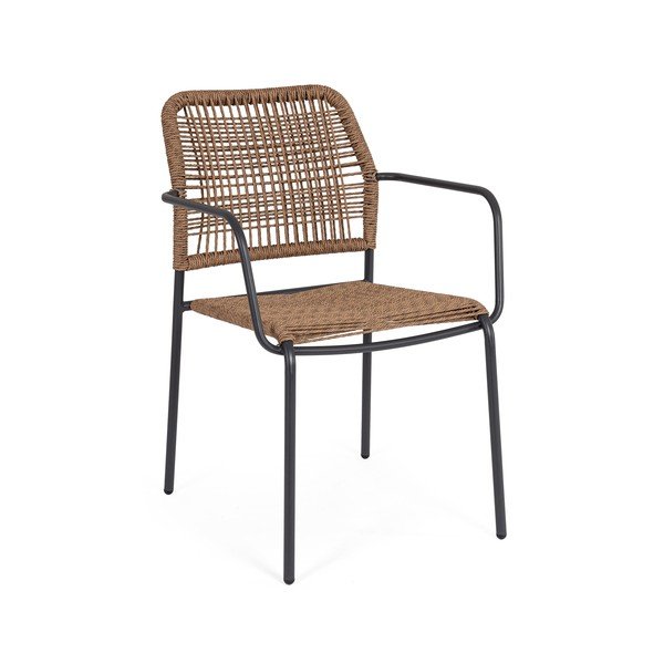 Ciemnoszaro-naturalbe metalowe krzesło ogrodowe Jable – Bizzotto