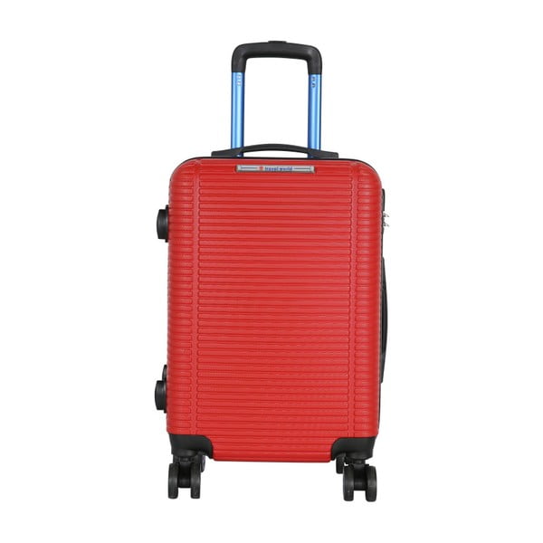 Czerwona walizka podręczna na kółkach Travel World