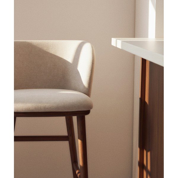 Beżowy tapicerowany hoker (wysokość siedziska 75 cm) Ciselia – Kave Home-image-2