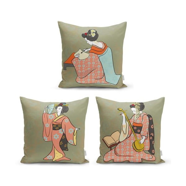 Zestaw 3 dekoracyjnych poszewek na poduszki Minimalist Cushion Covers Ethnic Eastern, 45x45 cm