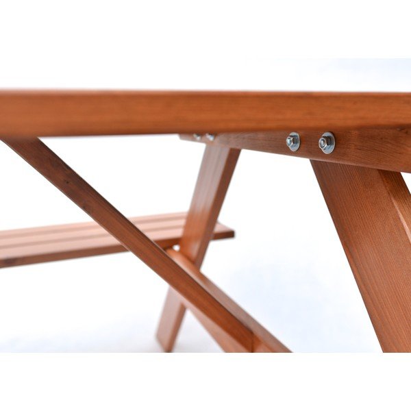 Ciemnobrązowy zestaw mebli ogrodowych z litego drewna dla 4 osób Piknic – Rojaplast-image-3