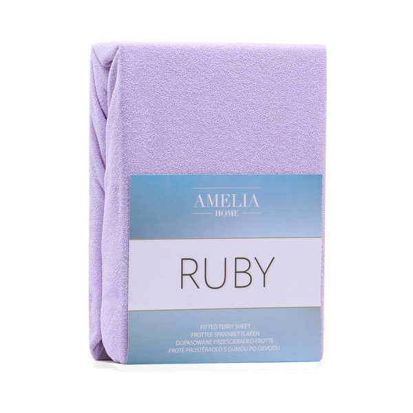 Fioletowe elastyczne prześcieradło dwuosobowe AmeliaHome Ruby Lilac, 200-220x200 cm-image-1