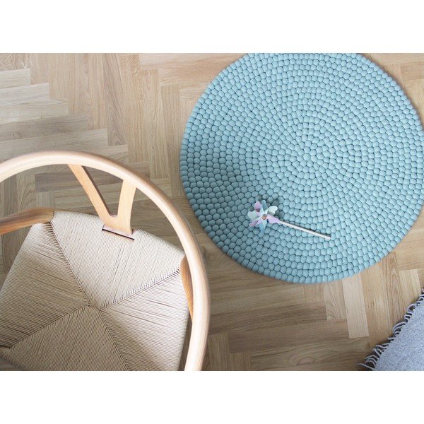 Pastelowoniebieski wełniany dywan kulkowy Wooldot Ball Rugs, ⌀ 120 cm-image-2