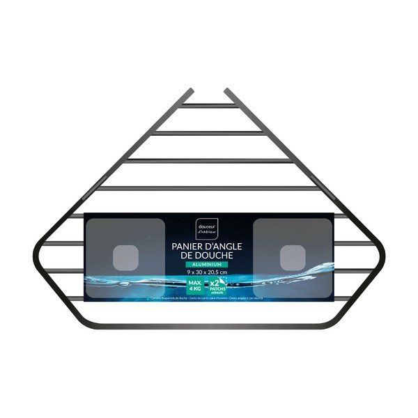 Aluminiowa narożna półka łazienkowa w kolorze matowej czerni bez wiercenia Filaire Aluminium – douceur d'intérieur-image-2