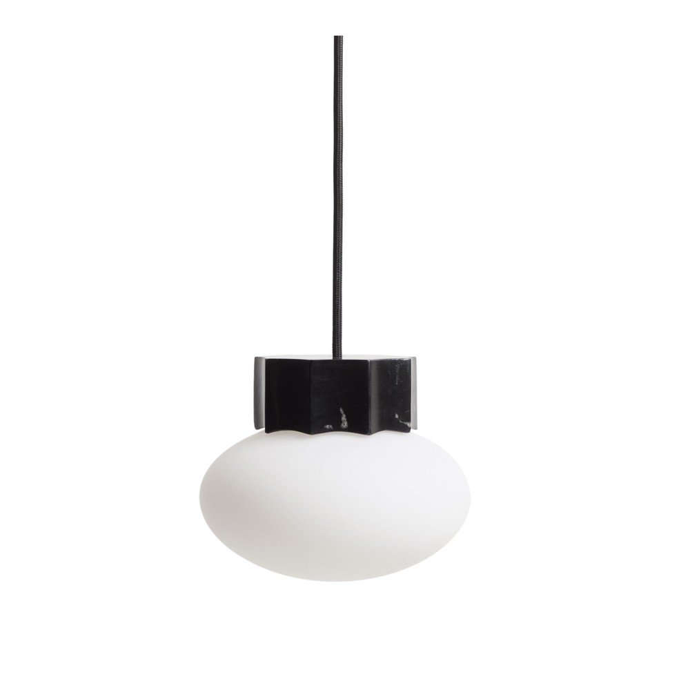 Biała/czarna metalowa lampa wisząca ze szklanym kloszem ø 15 cm Idela – Kave Home