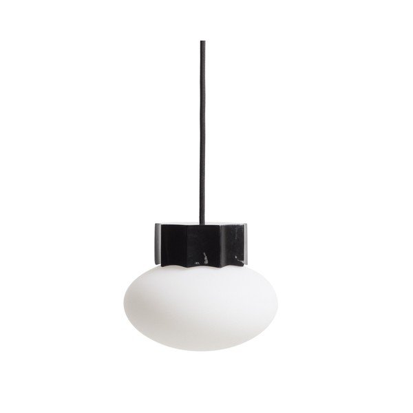 Biała/czarna metalowa lampa wisząca ze szklanym kloszem ø 15 cm Idela – Kave Home
