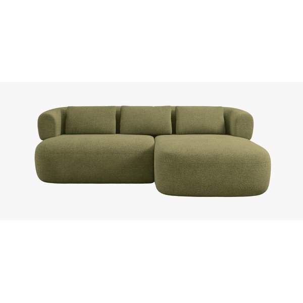 Zielony narożnik z materiału bouclé (prawostronny/z szezlongiem) Jenny – Micadoni -image-1