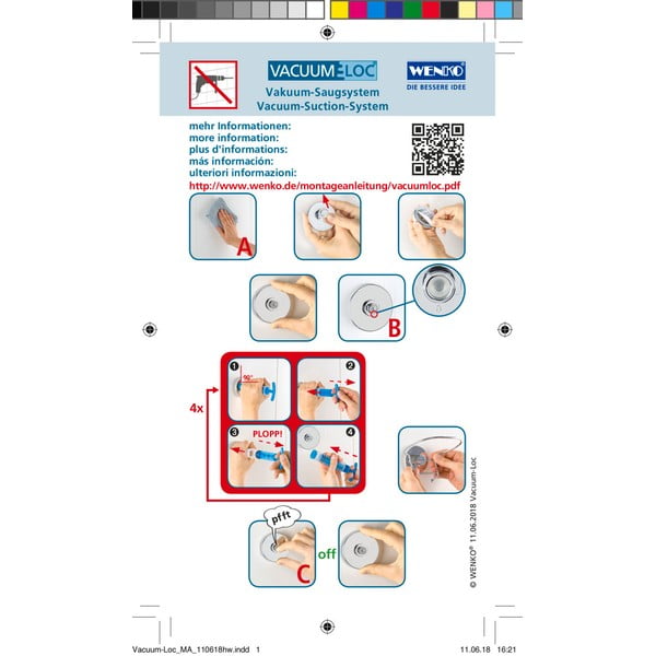 Samoprzylepne plastikowe haczyki w kolorze srebra z połyskiem zestaw 2 szt. Genova – Wenko-image-4