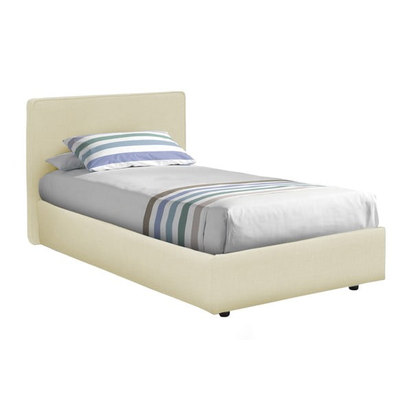 Beżowe łóżko jednoosobowe ze schowkiem i materacem 13Casa Ninfea, 80x190 cm
