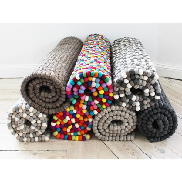 Szaro-biały wełniany dywan kulkowy Wooldot Ball Rugs, 100x150 cm-image-2