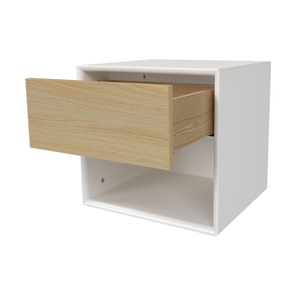 Biało-naturalna kolorze szafka nocna w dekorze dębu Alba – Tenzo-image-2