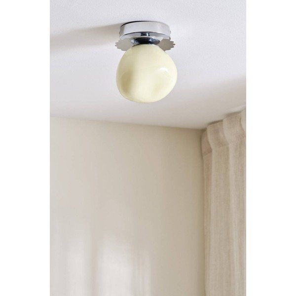 Kremowa/w kolorze srebra z połyskiem lampa sufitowa z opalowego szkła ø 12 cm Bon – Jotex-image-3