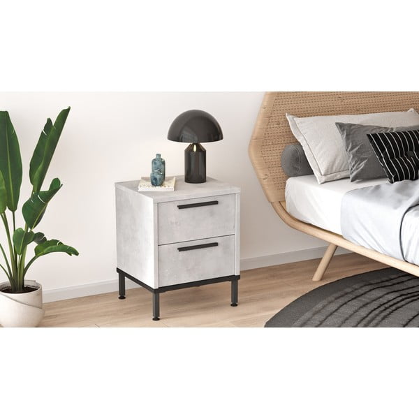 Jasnoszara szafka nocna Signor – Kalune Design-image-2