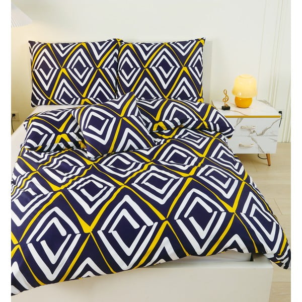 Ciemnoniebieska pościel jednoosobowa z mikrosatyny 6-częściowa 140x200 cm Dylan – My House-image-3