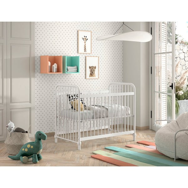 Białe metalowe łóżeczko 60x120 cm BRONXX – Vipack-image-1