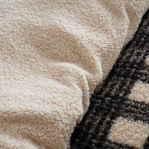 Czarno-kremowa pościel dwuosobowa z mikropluszu 200x200 cm Cosy Borg Sherpa – Catherine Lansfield-image-4