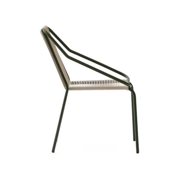 Ciemnozielono-beżowe metalowe krzesło ogrodowe Zivia – Kave Home-image-3