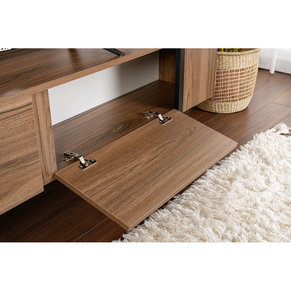 Szafka pod TV w dekorze orzecha w ciemnym naturalnym kolorze 180x50x29,5 cm Serenity – Kalune Design (zdjęcie 7)