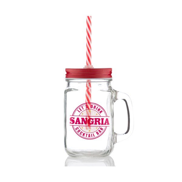 Szklanka/słoik ze słomką InnovaGoods Sangría, 450 ml