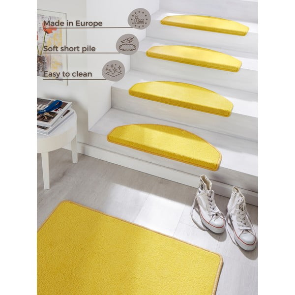 Zestaw 15 żółtych dywaników na schody Hanse Home Fancy, 23x65 cm-image-4