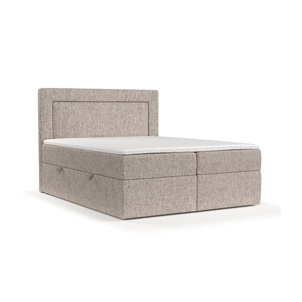 Jasnobrązowe łóżko boxspring ze schowkiem 200x200 cm Imagine – Maison de Rêve