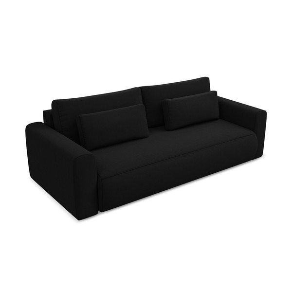 Czarna aksamitna rozkładana/ze schowkiem sofa 238 cm Kapua – Makamii-image-2