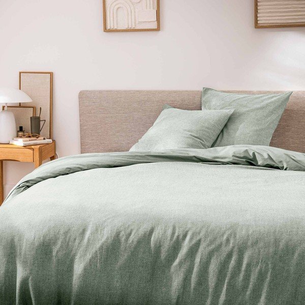 Zielona bawełniana pościel dwuosobowa 3-częściowa 240x220 cm Meline – douceur d'intérieur-image-1