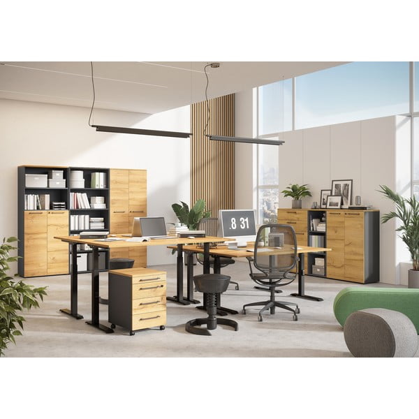 Biurko z elektryczną regulacją wysokości z blatem w dekorze dębu 80x160 cm Agenda – Germania-image-4