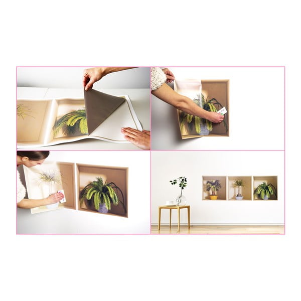 Zestaw 3 naklejek ściennych 3D Ambiance Flower-image-3