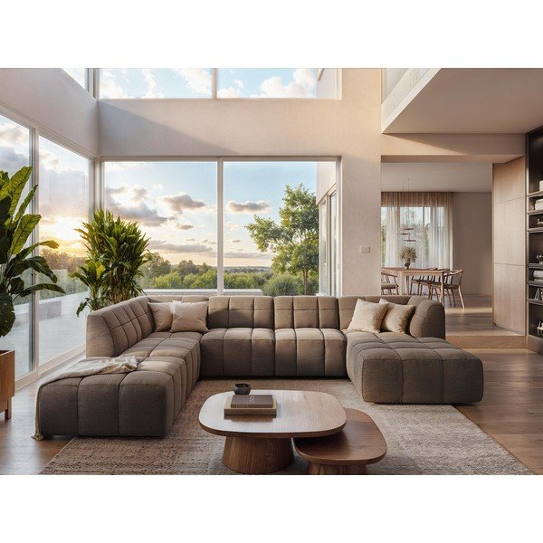 Zielony narożnik z materiału bouclé (w kształcie litery U) Aloha – Makamii-image-1