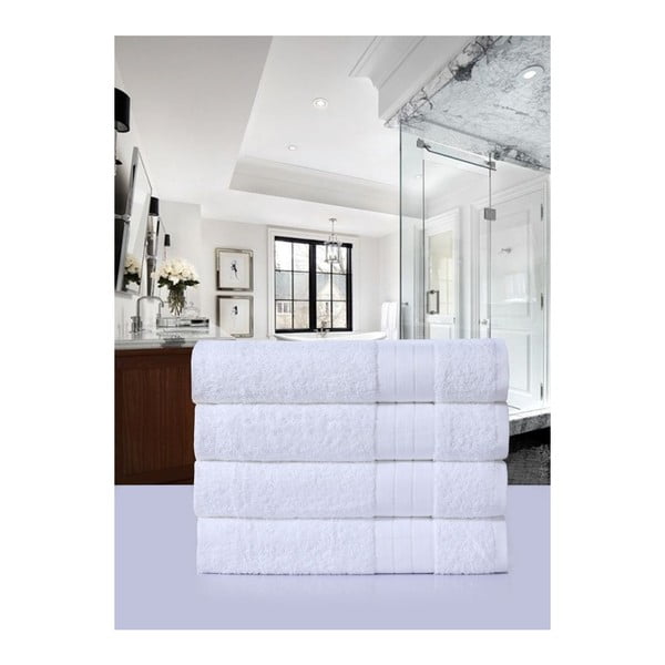 Białe bawełniane ręczniki frotte zestaw 4 szt. 50x100 cm – Good Morning-image-2